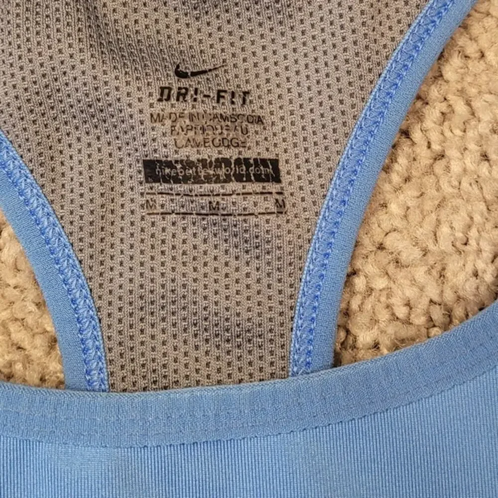 Nike Dri Fit Racerback Running Tank Blue Built In Bra M Athleisure Gym Running
